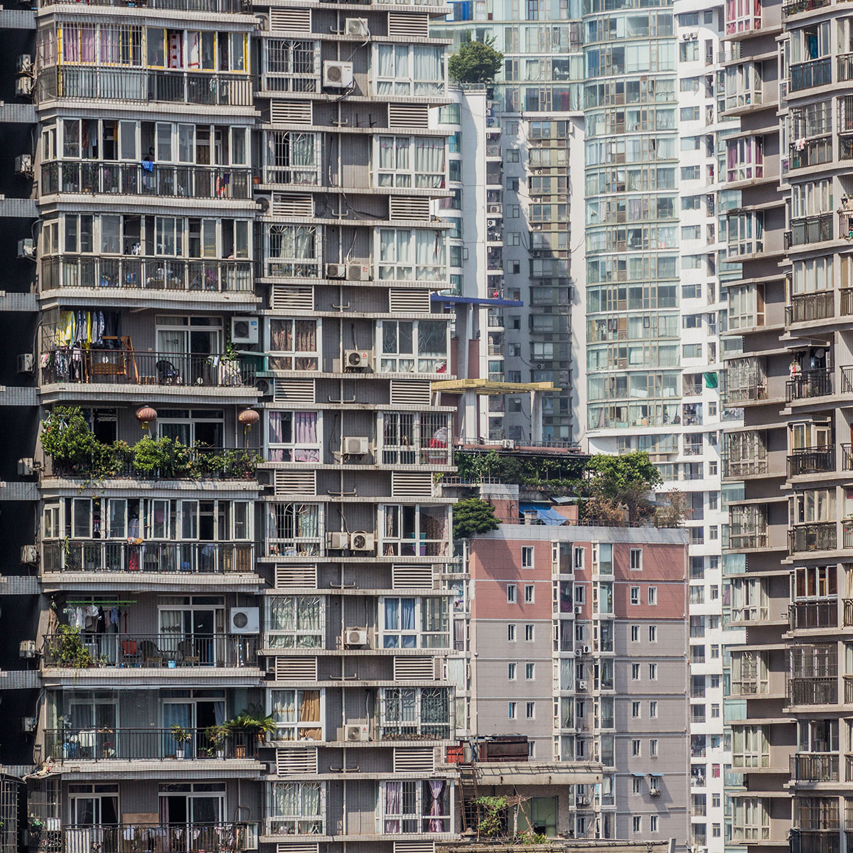 Fassaden mehrerer Wohnblocks in China
