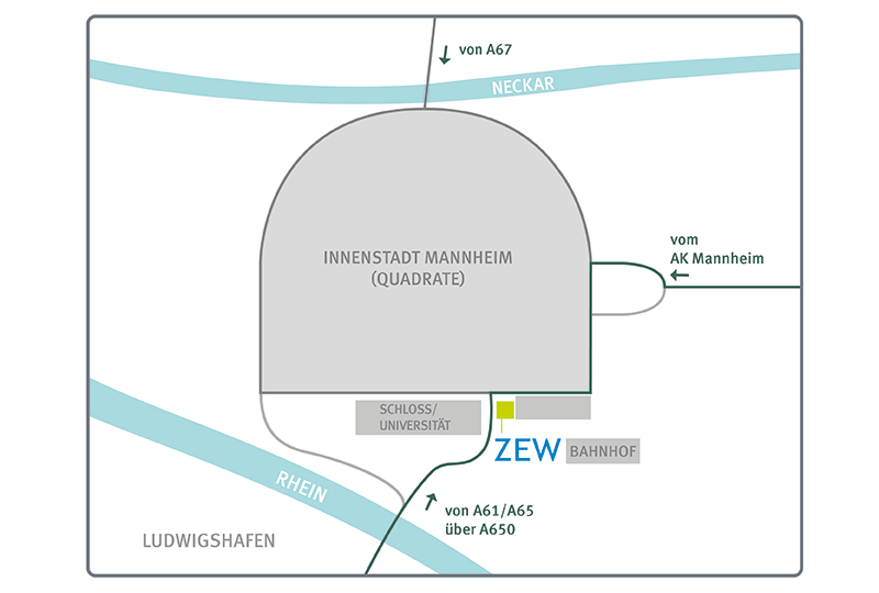 Anfahrtsskizze zum ZEW Mannheim