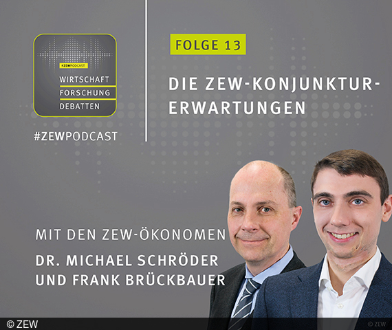 ZEW-Ökonomen Dr. Michael Schröder und Frank Brückbauer auf dem Cover der Podcastfolge 13