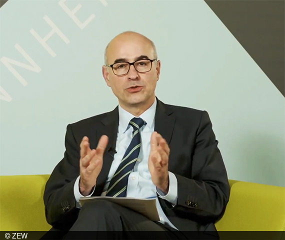 ZEW-Präsident Professor Achim Wambach moderierte die anschließende Diskussion mit dem Referenten.