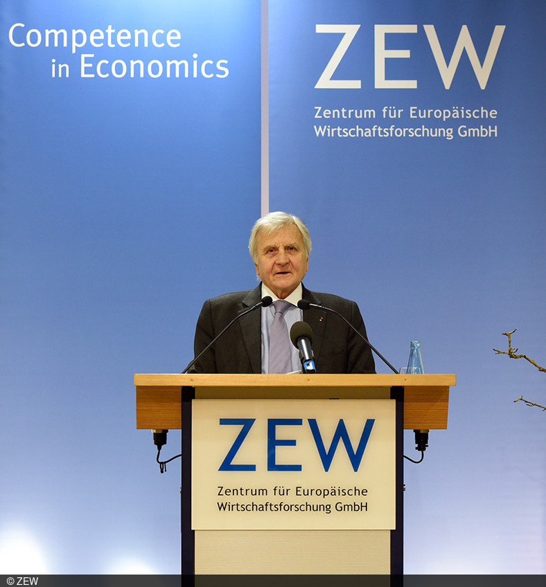 Former ECB President Jean-Claude Trichet during his speech at the ZEW