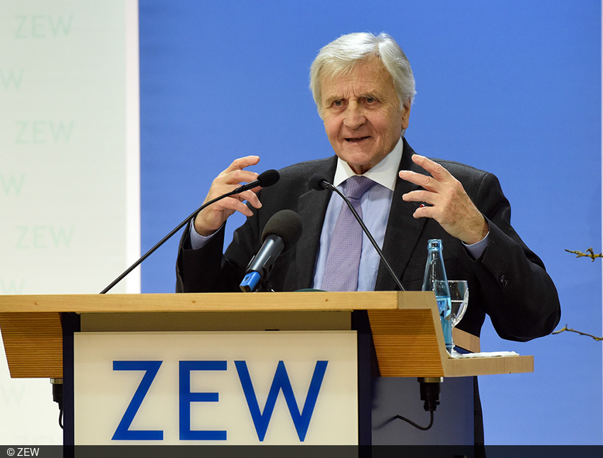 Former ECB President Jean-Claude Trichet during his speech at the ZEW
