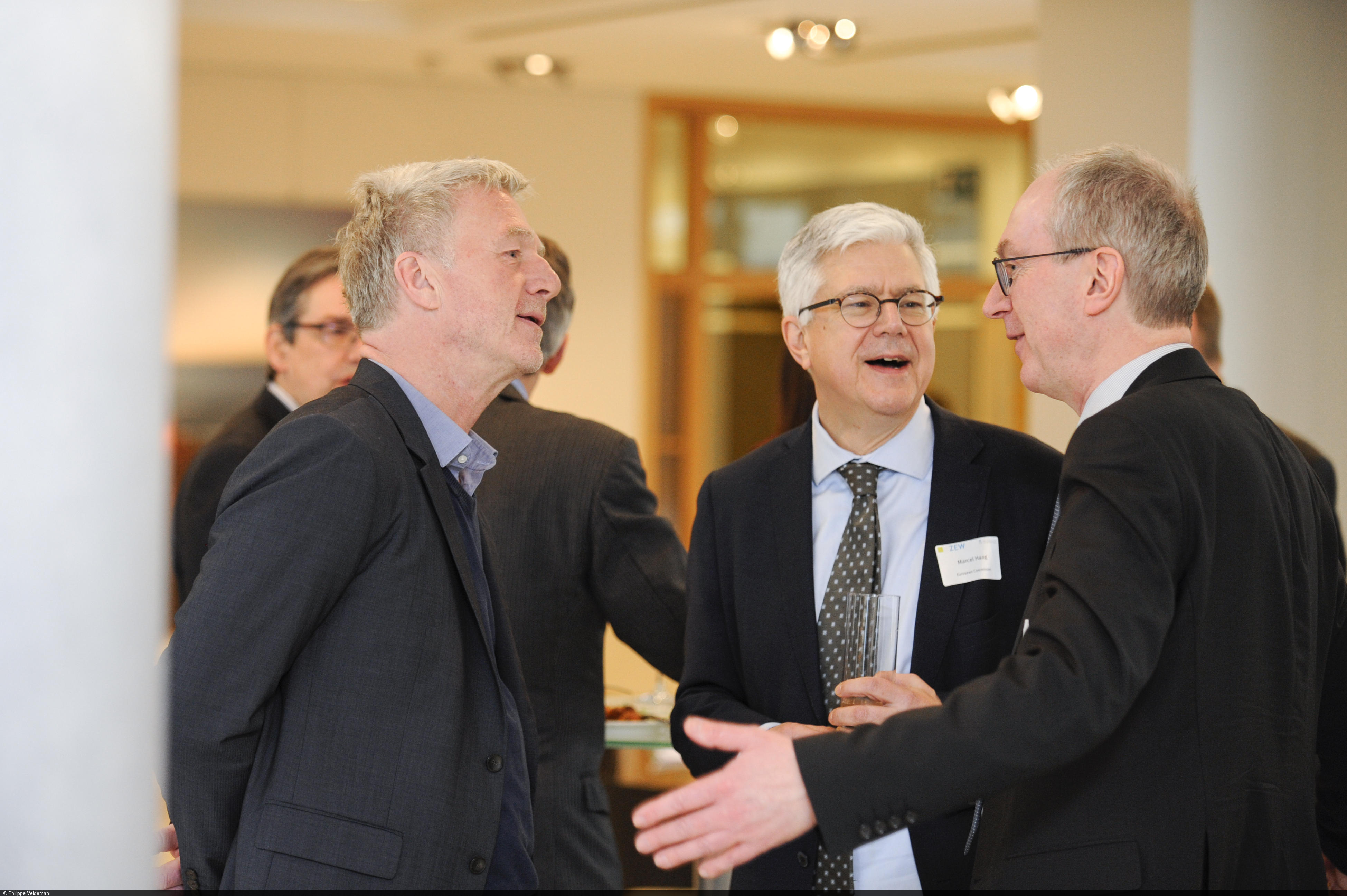 Die drei Panelisten Prof. Dr. Thomas König, Marcel Haag und Prof. Dr. Friedrich Heinemann bei der ZEW Lunch Debate.