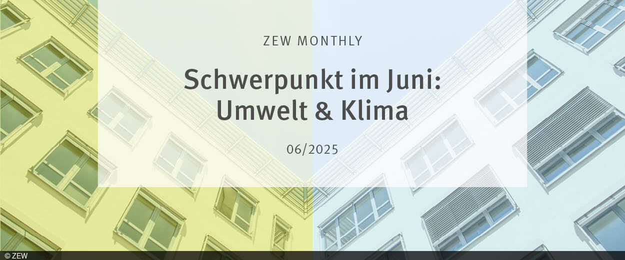 Ein Coverbild zum Juni-Newsletter "Umwelt und Klima" mit dem ZEW-Gebäude im Hintergrund.