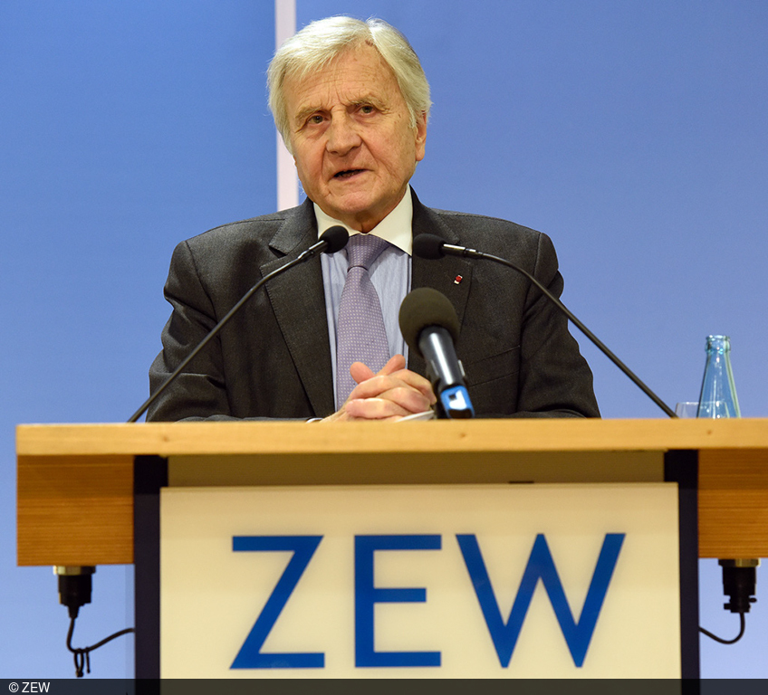 Former ECB President Jean-Claude Trichet during his speech at the ZEW