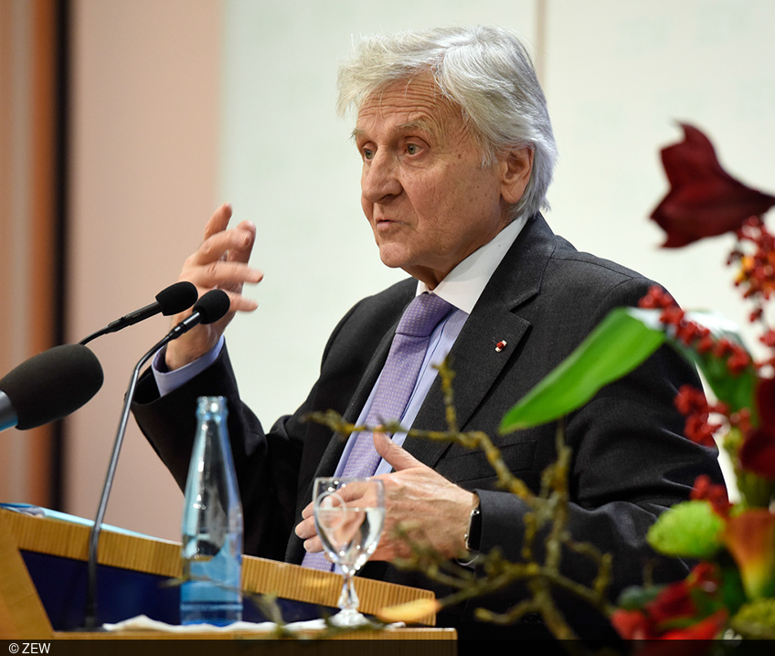 Former ECB President Jean-Claude Trichet during his speech at the ZEW
