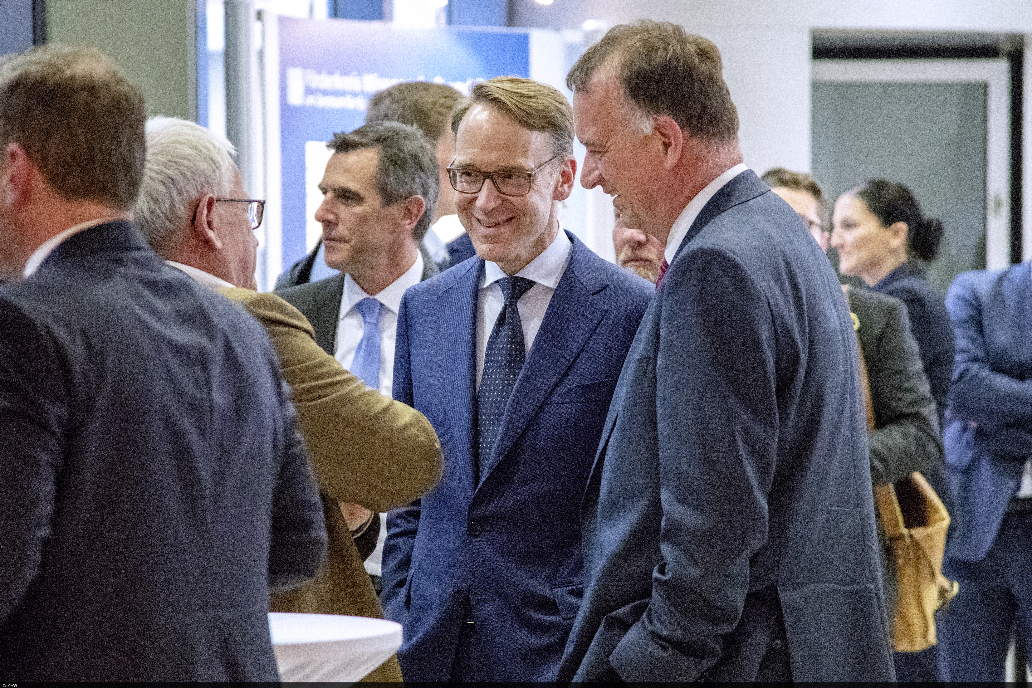 Following his ZEW lecture, Bundesbank President Jens Weidmann talking to guests