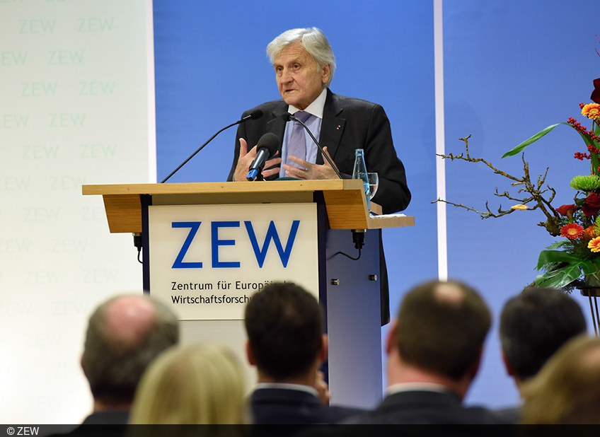 Former ECB President Jean-Claude Trichet during his speech at the ZEW