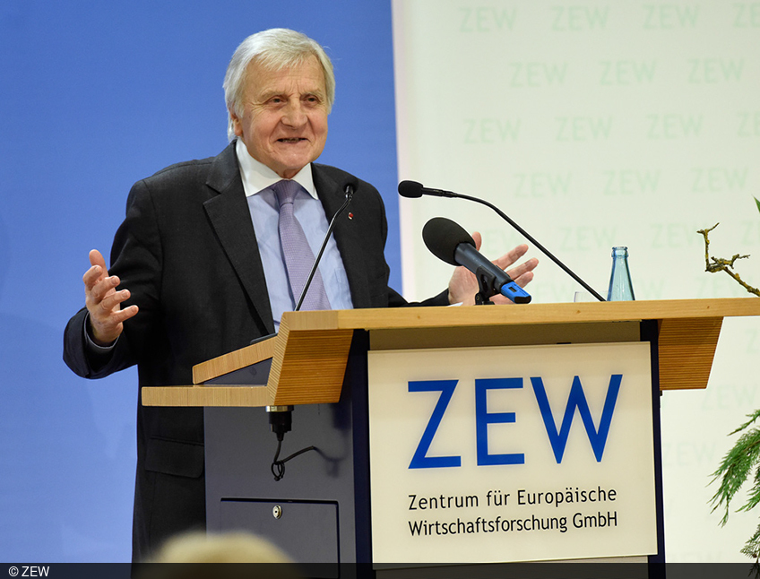 Former ECB President Jean-Claude Trichet during his speech at the ZEW