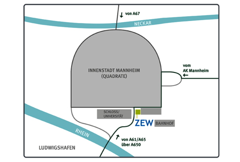 Anfahrtsskizze zum ZEW Mannheim