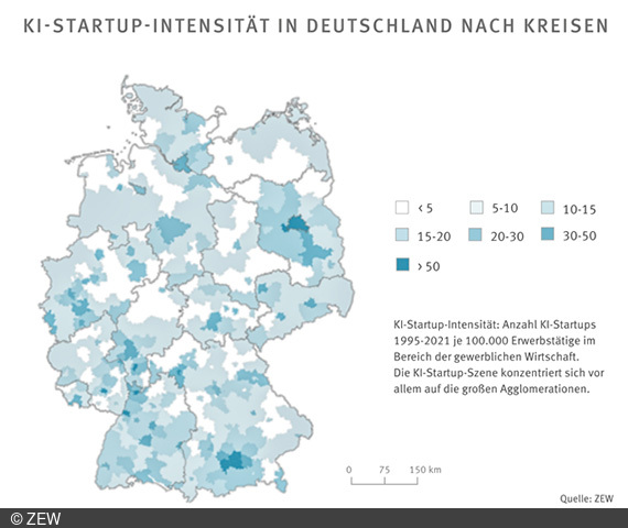 Grafik zur KI-Intensität in Deutschland.