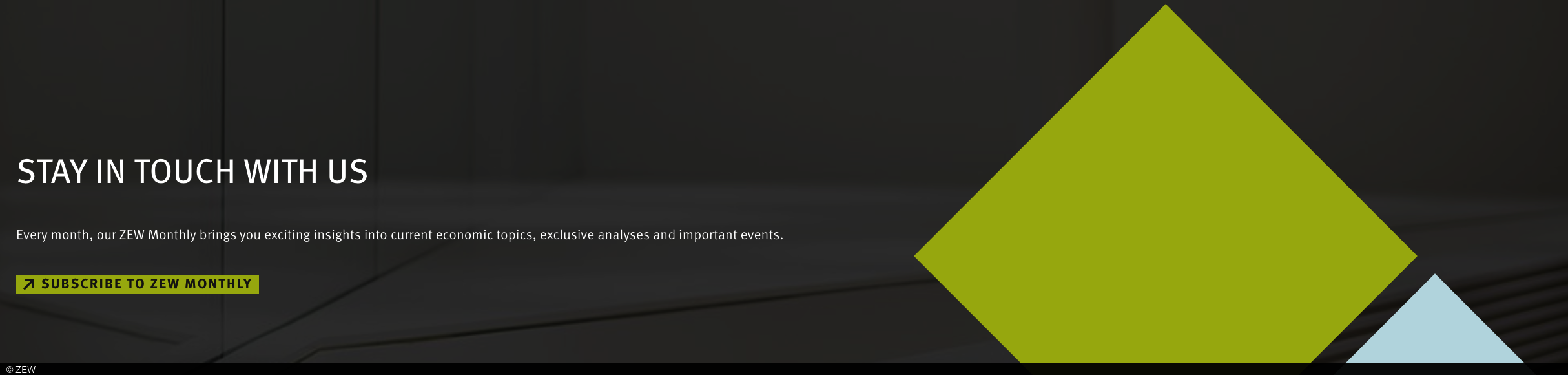 Stay in Touch with us: Subscribe to our ZEW Mothly. This informs you promptly about ZEW news.