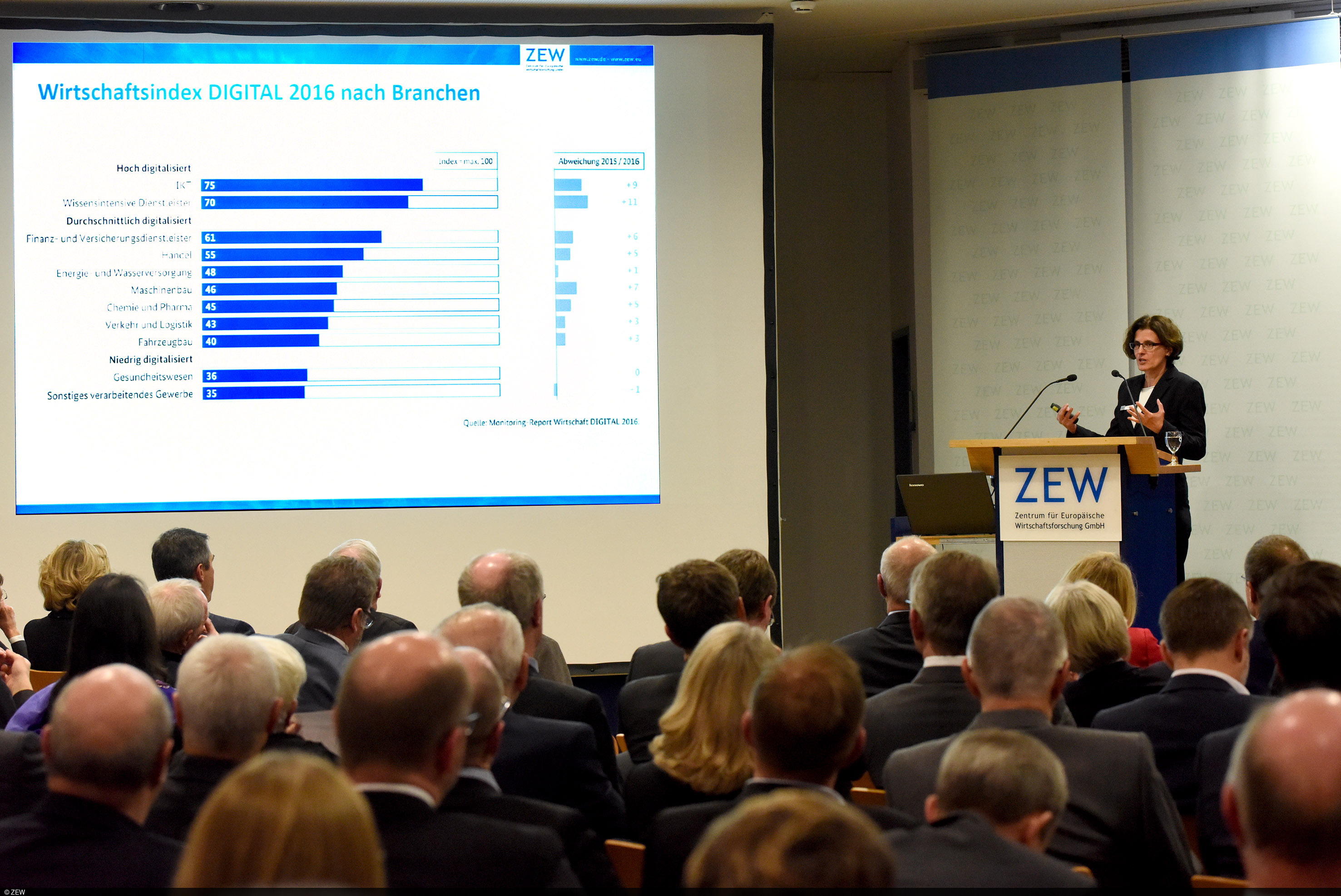 Prof. Dr. Irene Bertschek während ihres Vortrags im Rahmen des 25-jährigen Jubiläums des ZEW