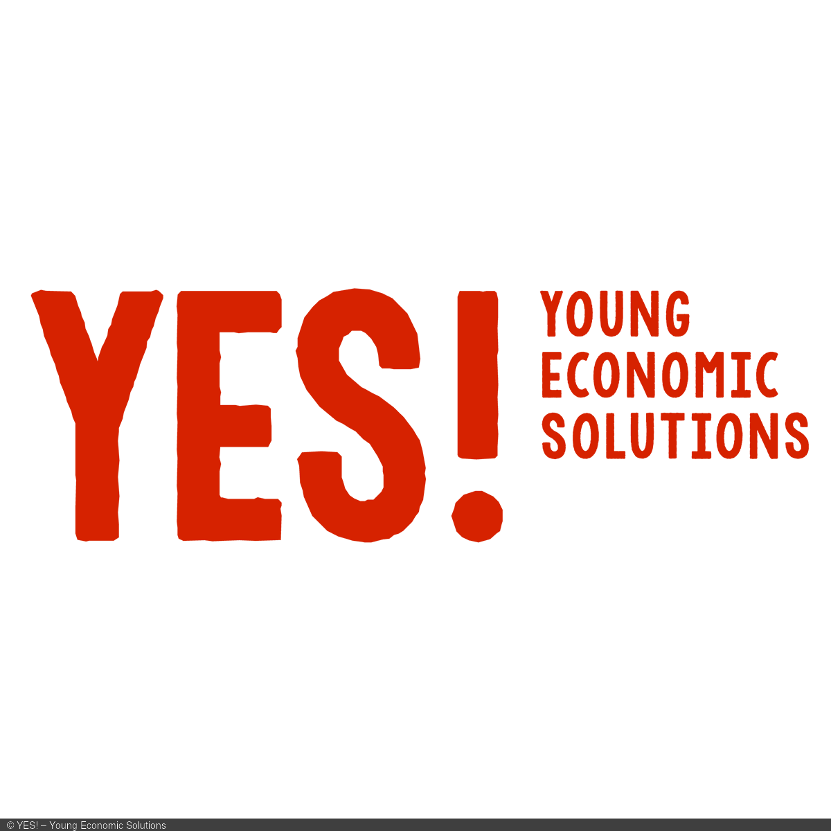 Logo YES! – Young Economic Solutions, Wort-Bild-Marke, orangefarbener Text auf weißem Grund