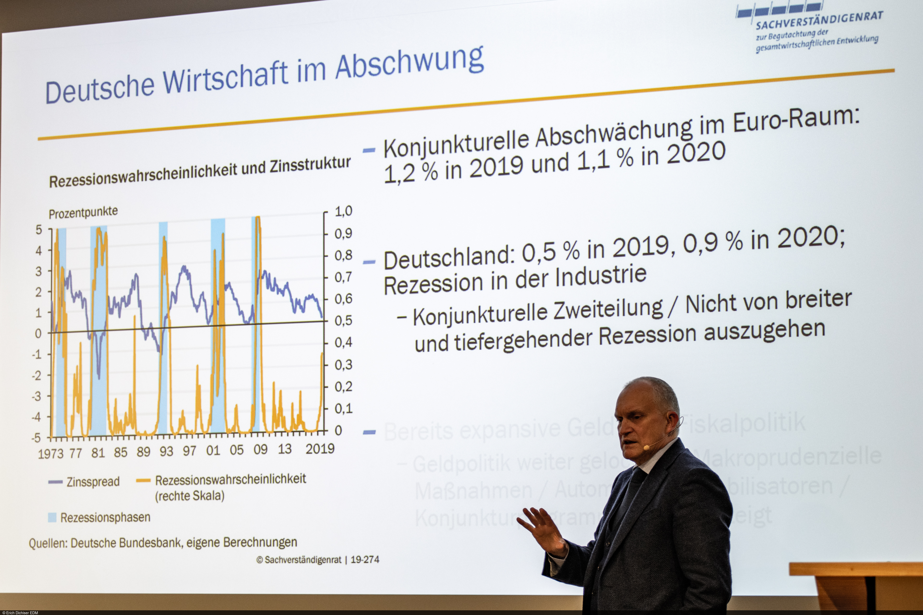 Christoph Schmidt beim Jahresgutachten 2019/2020 am ZEW.