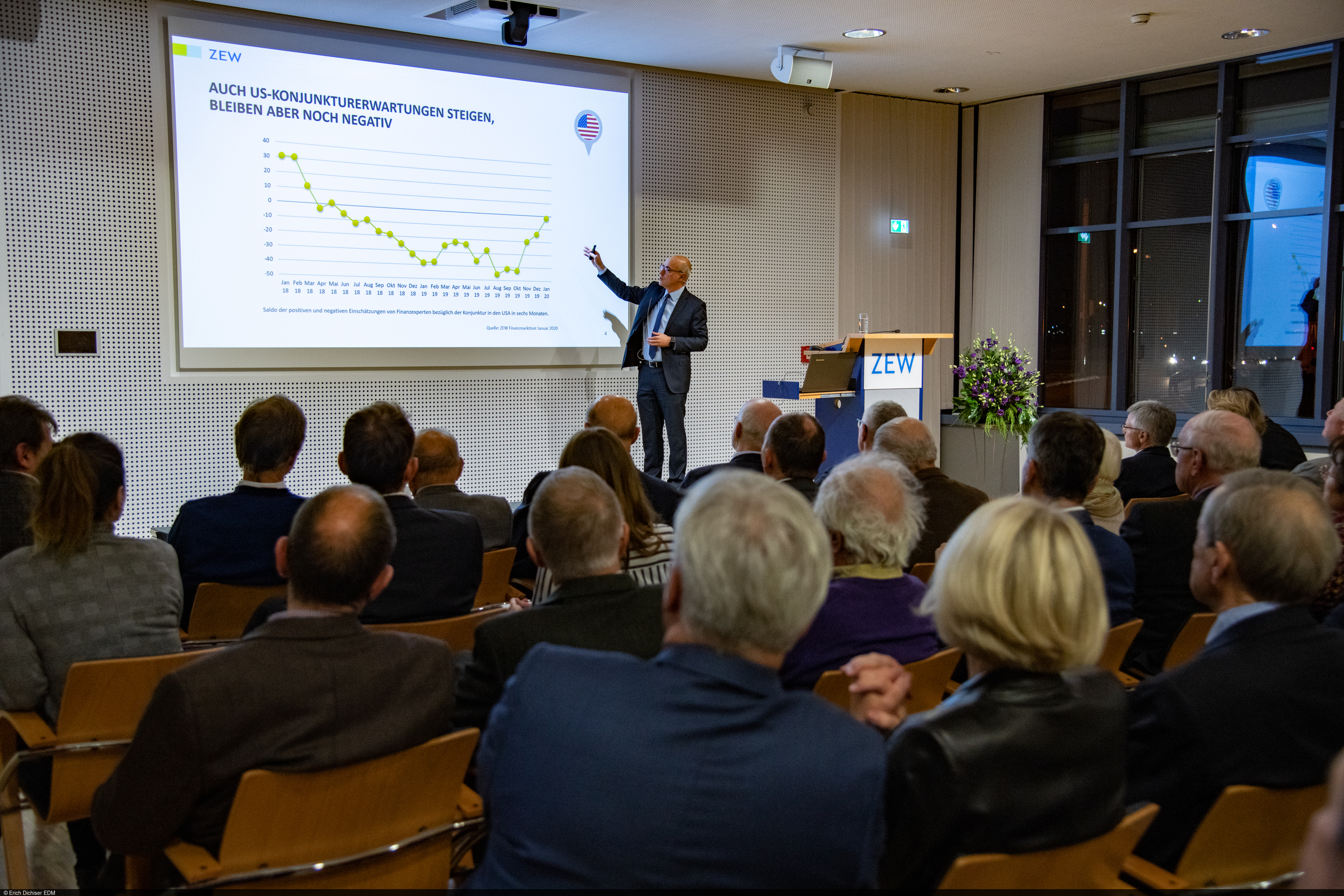 At the premiere of his New Year's Lecture at the ZEW Mannheim, ZEW President Achim Wambach also took a look at economic expectations in the USA.
